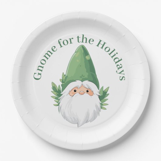 Assiettes En Carton Cute Père Noël Gnome pour les Fêtes (Devant)