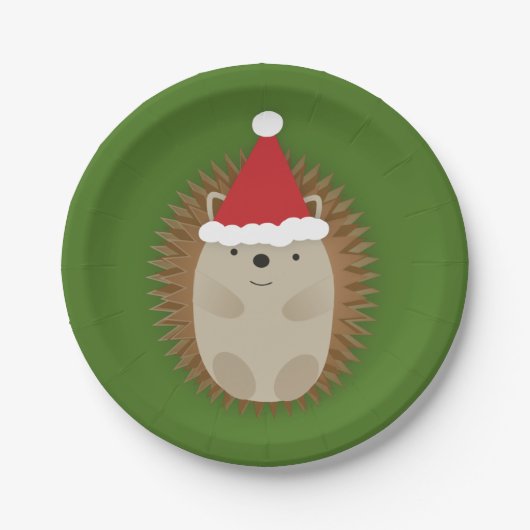Assiettes En Carton Cute Père Noël Hedgehog (Devant)