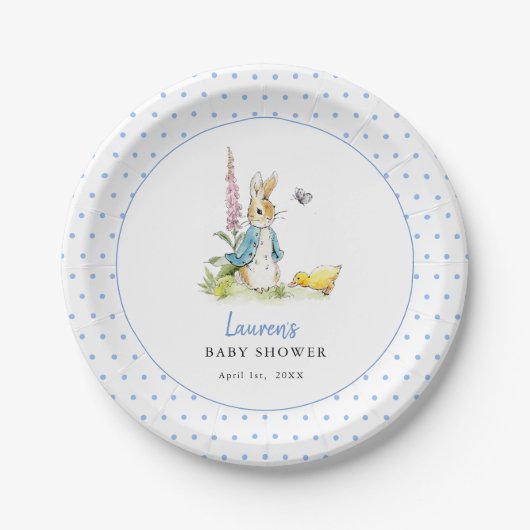 Assiettes En Carton Cute Peter Rabbit Baby Boy douche Bleu (Devant)