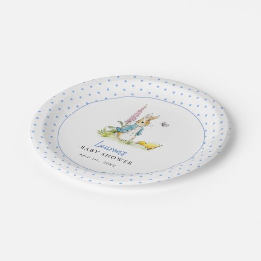 Assiettes En Carton Cute Peter Rabbit Baby Boy douche Bleu (Angle)