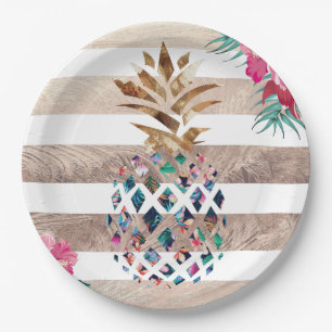 Assiettes En Carton Cute Pineapple or rayé design