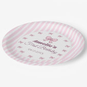 Assiettes En Carton Cute Pink Bow First Birthday  (Angle)