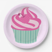 Assiettes En Carton Cute Pink Cupcake Pastel Pink (Devant)