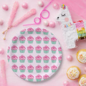 Assiettes En Carton Cute Pink Cupcakes Pattern Pastel Pink (Fête)