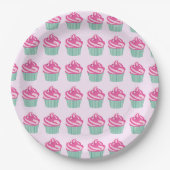 Assiettes En Carton Cute Pink Cupcakes Pattern Pastel Pink (Devant)