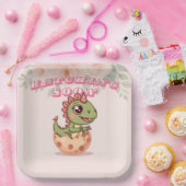 Assiettes En Carton Cute Pink Dino Hatching Soon (Fête)