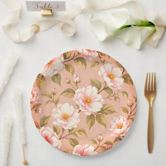 Assiettes En Carton Cute pink flower paper plates