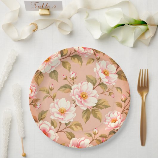 Assiettes En Carton Cute pink flower paper plates (Mariage)