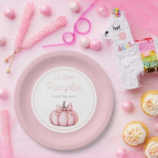 Assiettes En Carton Cute Pink Pumpkin Girl Baby Shower (Fête)