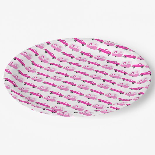 Assiettes En Carton Cute Pink Truck & Trailer RV Adventure (Angle)