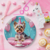 Assiettes En Carton Cute Pink Yorkie Birthday (Fête)