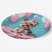 Assiettes En Carton Cute Pink Yorkie Birthday (Angle)