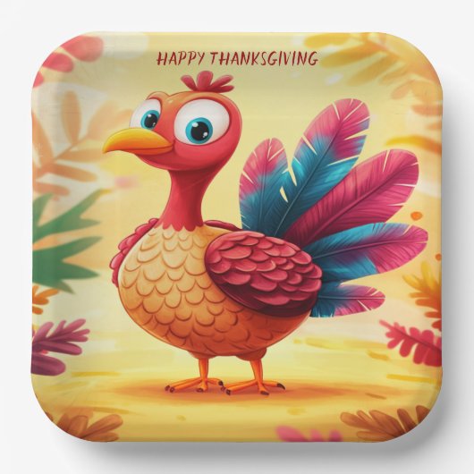 Assiettes En Carton Cute plaque en papier de Turquie Thanksgiving (Recto)