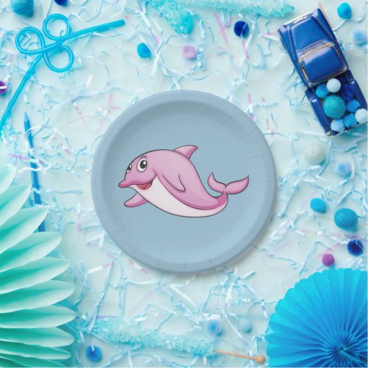 Assiettes En Carton Cute plaque en papier Dolphin (Fête)