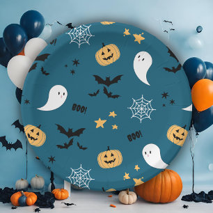 Assiettes En Carton Cute Plaques de papier bleu Halloween Boo