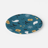 Assiettes En Carton Cute Plaques de papier bleu Halloween Boo (Angle)