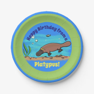 Assiettes En Carton Cute platypus plaque en papier caricature sous-mar