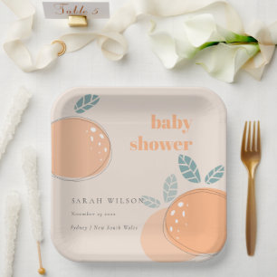 Assiettes En Carton Cute Poche Blush Orange Fruit Baby shower Gras