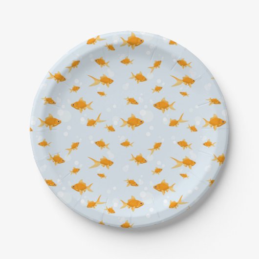 Assiettes En Carton Cute poisson d'or nager dans l'eau (Devant)