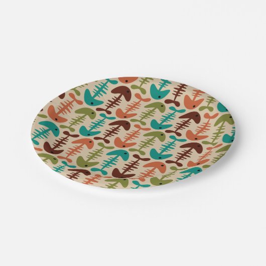 Assiettes En Carton Cute poisson os Rétro Motif moderne (Angle)