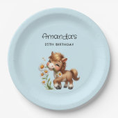 Assiettes En Carton Cute Pony Mange Daisées Anniversaire (Devant)