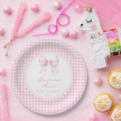 Assiettes En Carton Cute preppy rose arc ruban bébé fille douche (Fête)