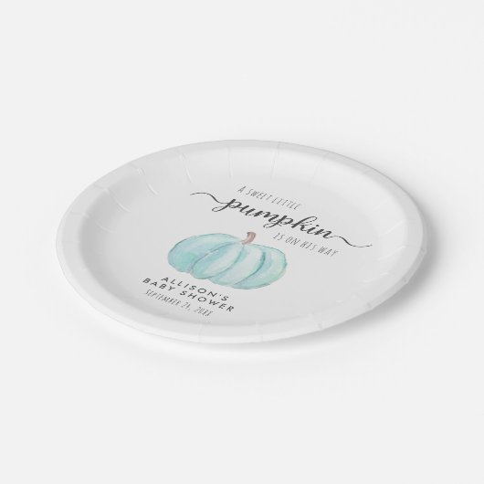 Assiettes En Carton Cute Pumpkin Aquarelle Garçon Bébé Douche (Angle)