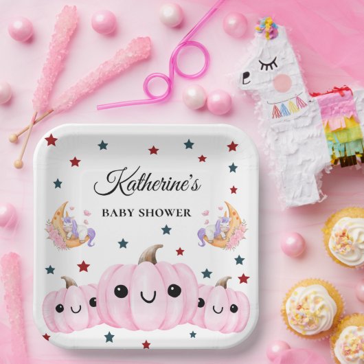 Assiettes En Carton Cute Pumpkin Is On The Way | Halloween Baby Shower (Fête)