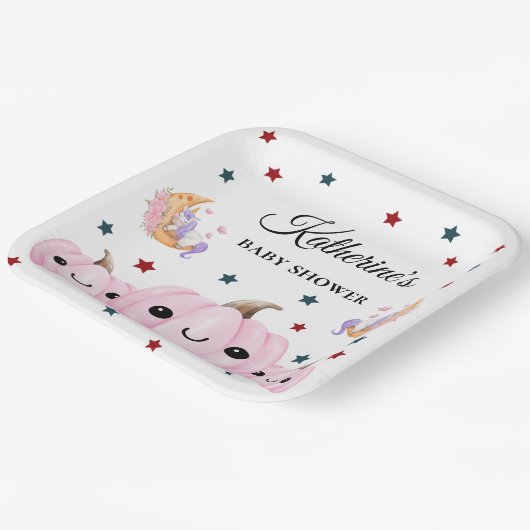 Assiettes En Carton Cute Pumpkin Is On The Way | Halloween Baby Shower (Angulaire)