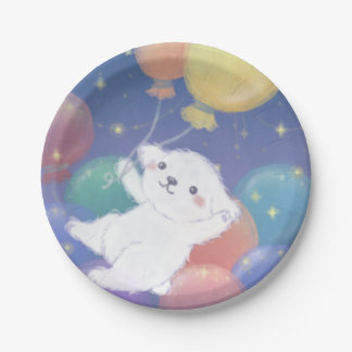 Assiettes En Carton Cute Puppy with Balloons & Stars