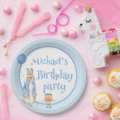 Assiettes En Carton Cute Rabbit Plaid Boys fête d'anniversaire (Fête)