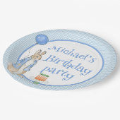 Assiettes En Carton Cute Rabbit Plaid Boys fête d'anniversaire (Angle)