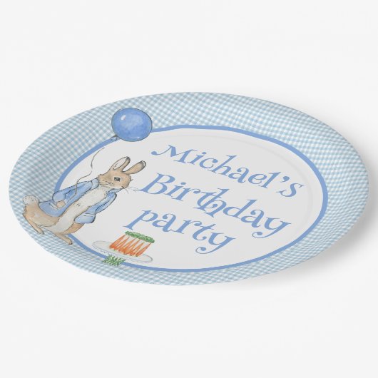 Assiettes En Carton Cute Rabbit Plaid Boys fête d'anniversaire (Angle)