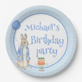 Assiettes En Carton Cute Rabbit Plaid Boys fête d'anniversaire (Devant)