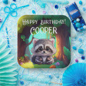 Assiettes En Carton Cute raccoon animaux de forêt amis de forêt (Fête)