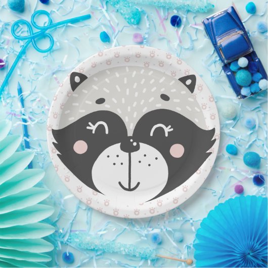 Assiettes En Carton Cute Racoon - Anniversaire de enfant / Baby shower (Fête)