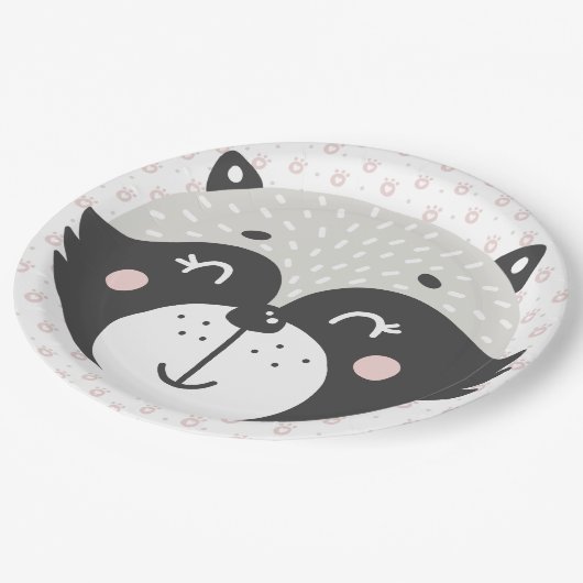 Assiettes En Carton Cute Racoon - Anniversaire de enfant / Baby shower (Angle)