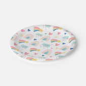 Assiettes En Carton Cute Rainbow Hearts & Clouds Motif (Angle)