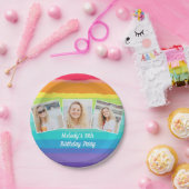 Assiettes En Carton Cute Rainbow Photo Collage Personnalisé Anniversai (Fête)