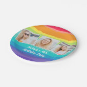 Assiettes En Carton Cute Rainbow Photo Collage Personnalisé Anniversai (Angle)