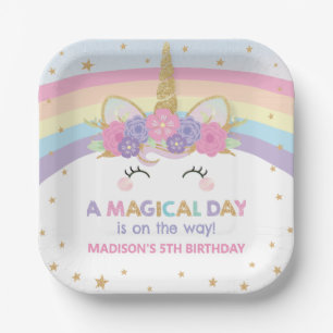 Assiettes En Carton Cute Rainbow Unicorn 1er 2e anniversaire Budget de