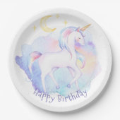 Assiettes En Carton Cute Rainbow Unicorn Fête d'anniversaire fille (Devant)