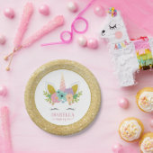 Assiettes En Carton Cute Rainbow Unicorn & Gold Parties scintillant An (Fête)