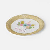 Assiettes En Carton Cute Rainbow Unicorn & Gold Parties scintillant An (Angle)