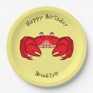 Assiettes En Carton Cute red crab cartoon