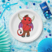 Assiettes En Carton Cute Red Devil Character Thinking Mischievous (Fête)