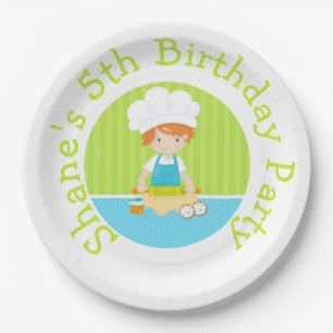 Assiettes En Carton Cute Red Hair Boy Baking Anniversaire