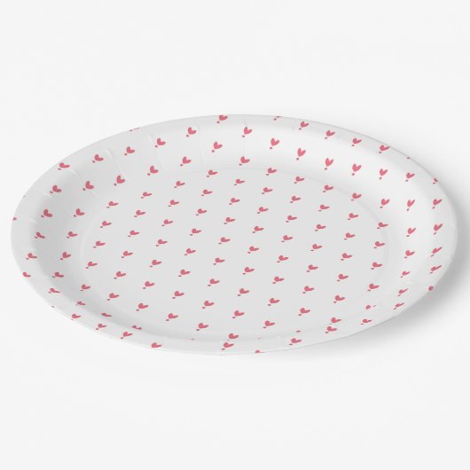 Assiettes En Carton Cute Red Hearts Motif Plaque papier (Angle)
