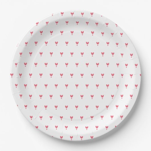 Assiettes En Carton Cute Red Hearts Motif Plaque papier (Devant)
