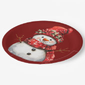 Assiettes En Carton Cute Red Snowman Christmas  (Angle)